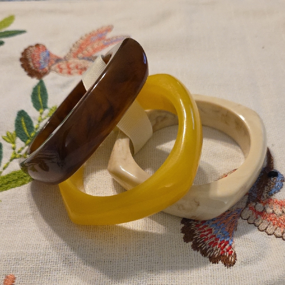 Vintage Brown ,Yellow, and Cream Bracelets